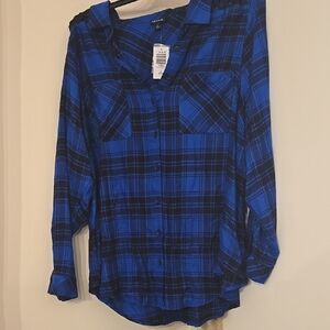 NWT torrid size 3 Blue and black Plaid Shirt